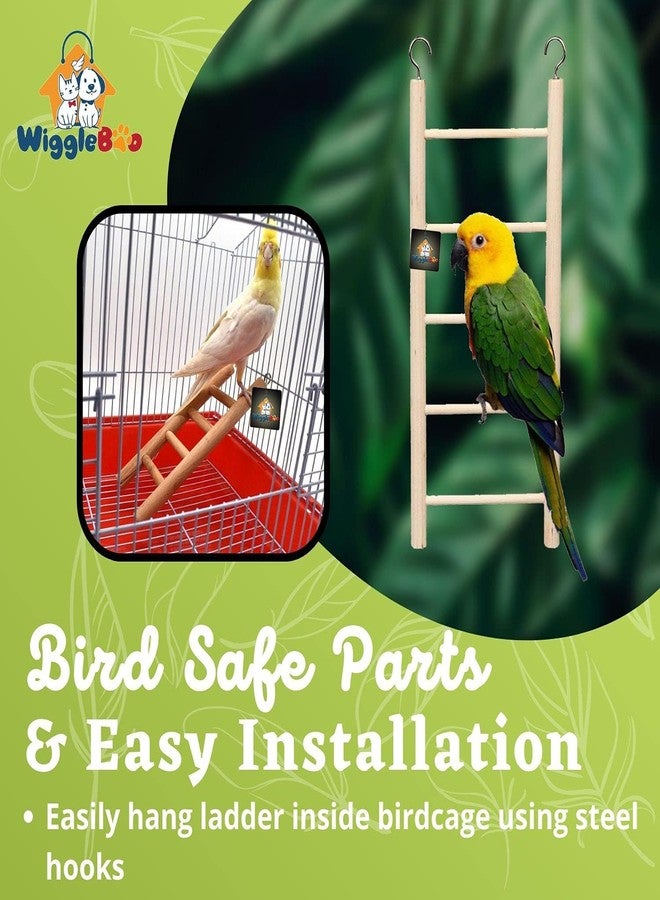 WiggleBoo Natural Wooden Ladder Bird Toy | Climbing, Exercise & Fun, Cage Accessories, Playful | for Small & Medium Birds (5 Step) - Image 5